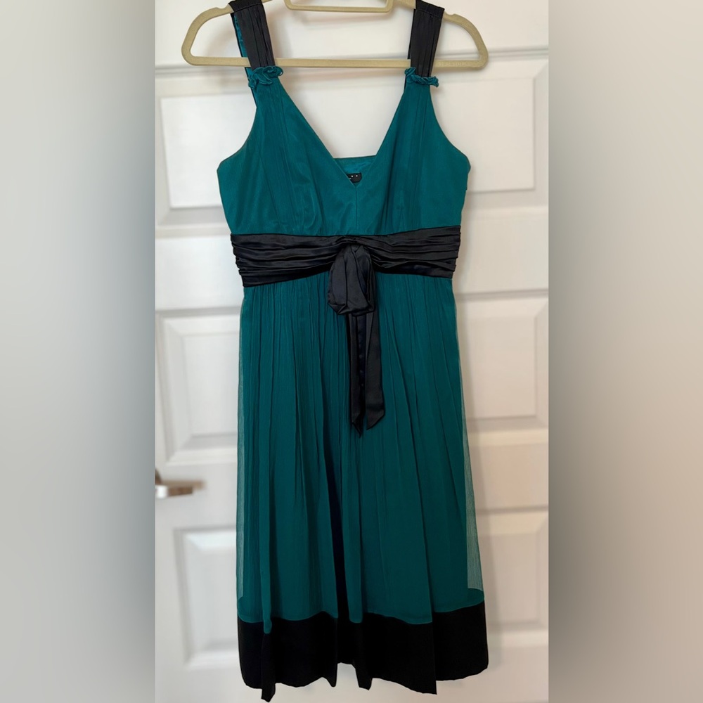 Laundry By Shelli Segal Teal Dress with Black Silk